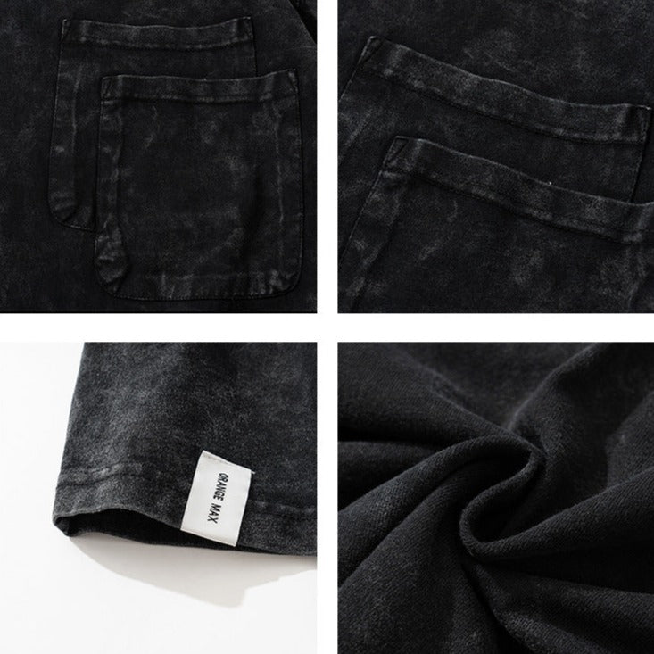 Drop shoulder short sleeve pocket T-shirt