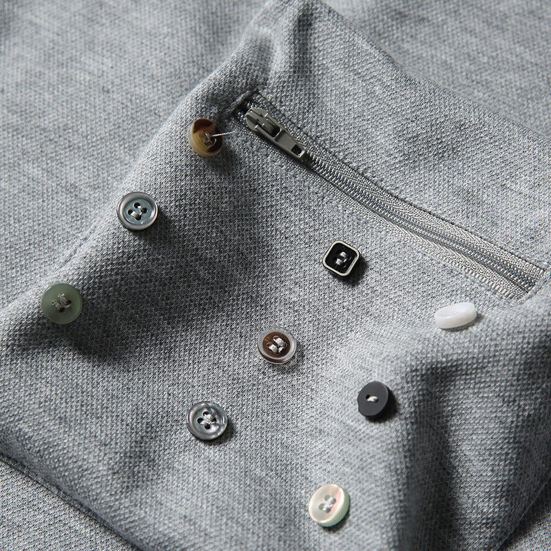 3D multi-button polo shirt with pockets