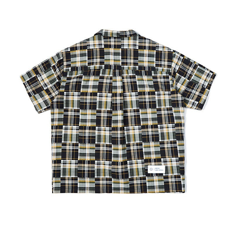 Check lapel printed shirt