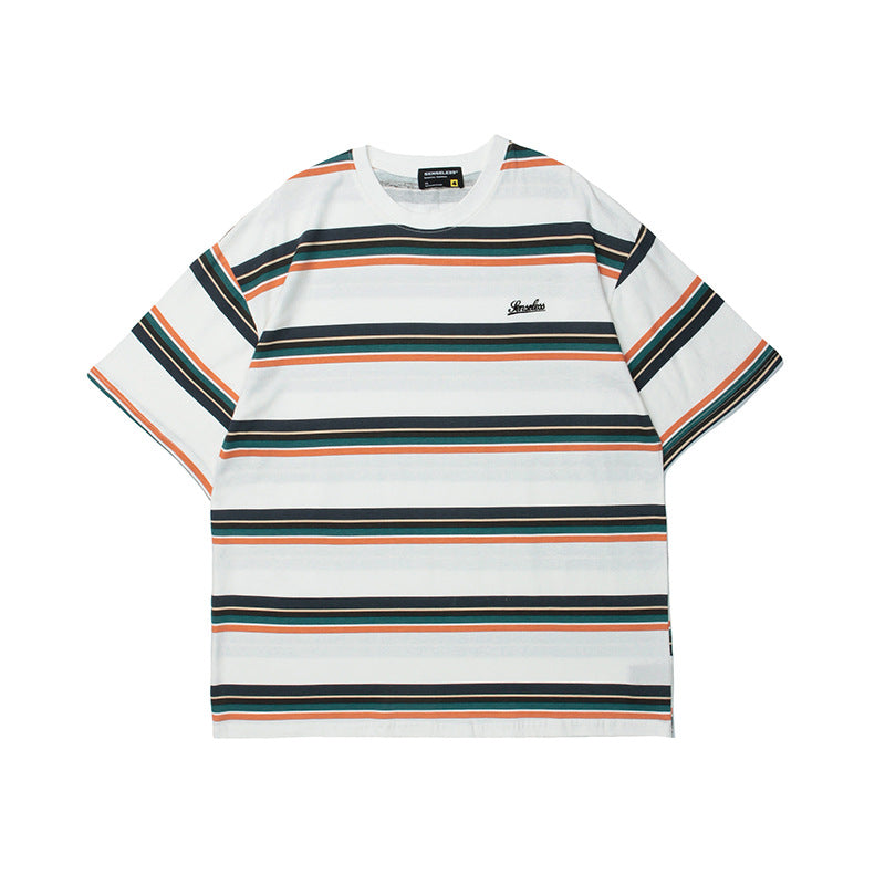 Classic striped embroidered T-shirt
