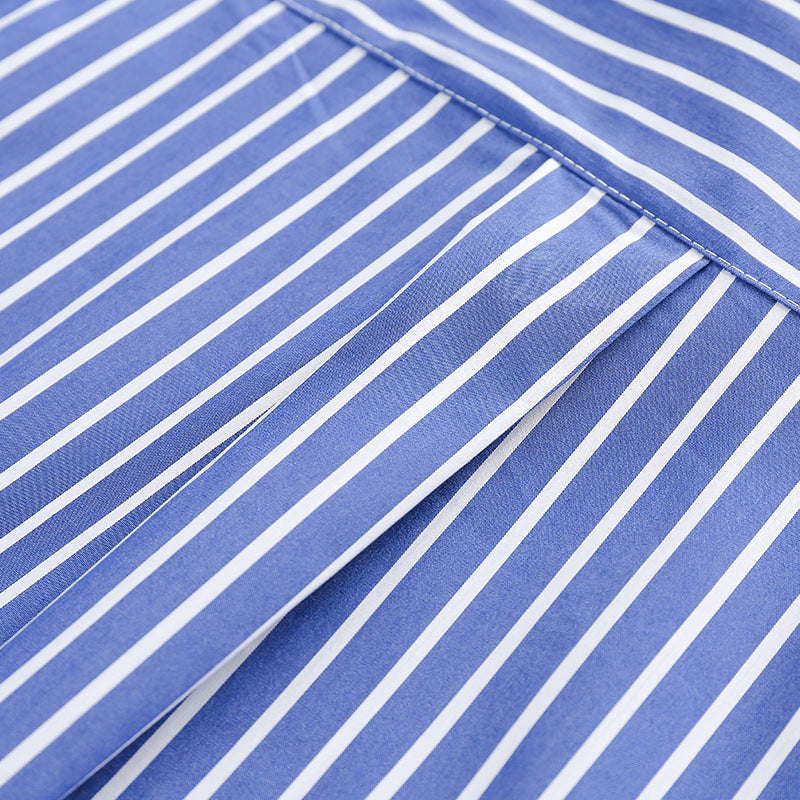 Striped long-sleeve shirt with button pockets