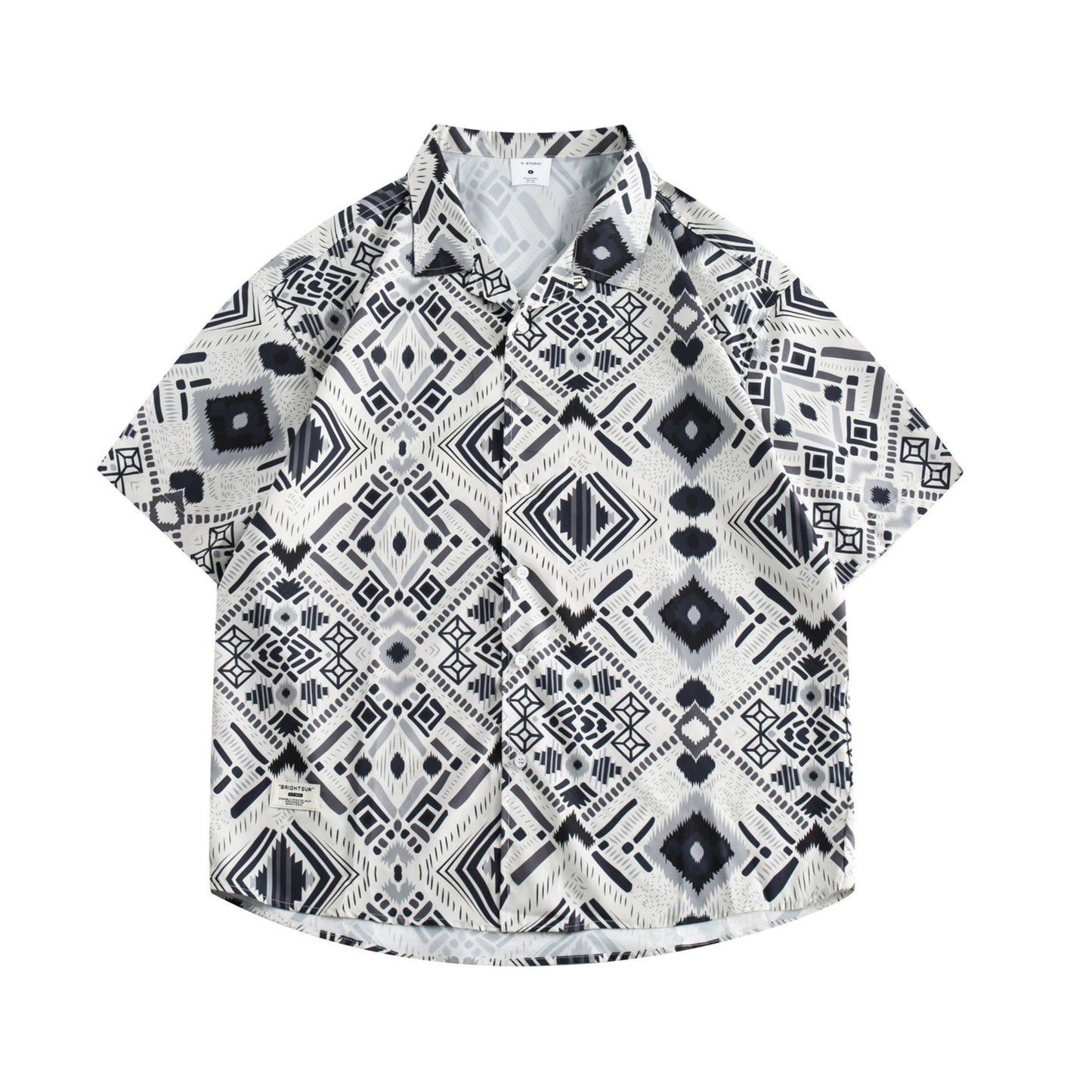 Ethnic fashion print short sleeve shirt