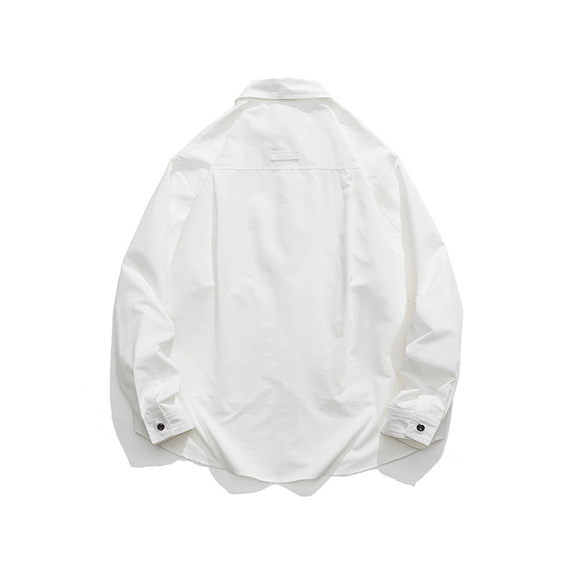 Functional pocket plain retro long sleeve shirt