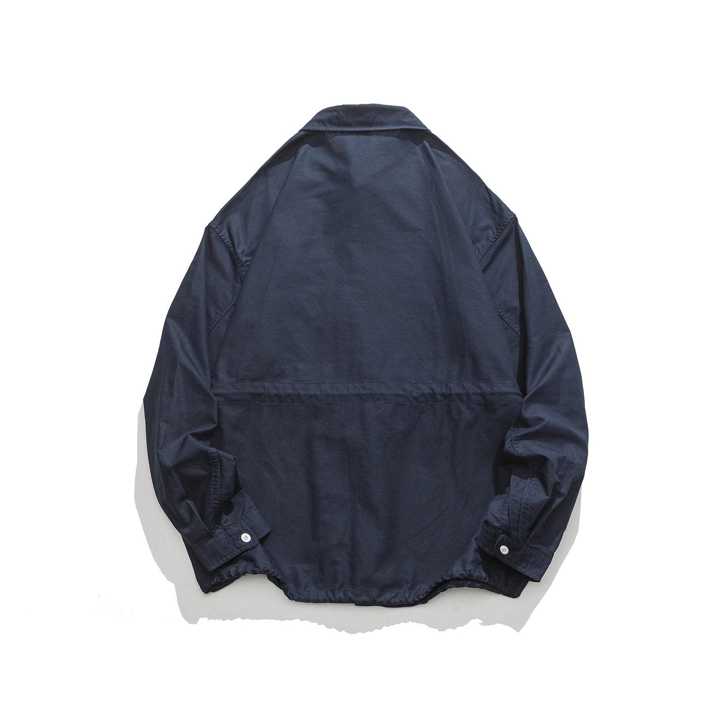 Drawstring lapel collar work shirt