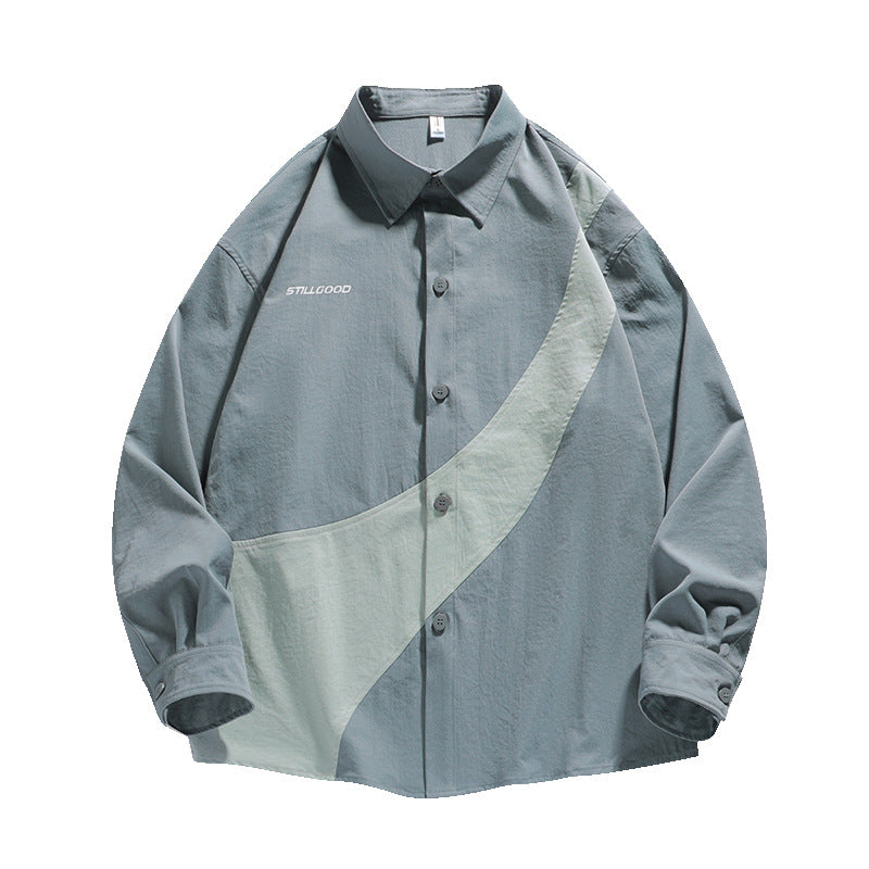 Retro switching fashion long sleeve shirt
