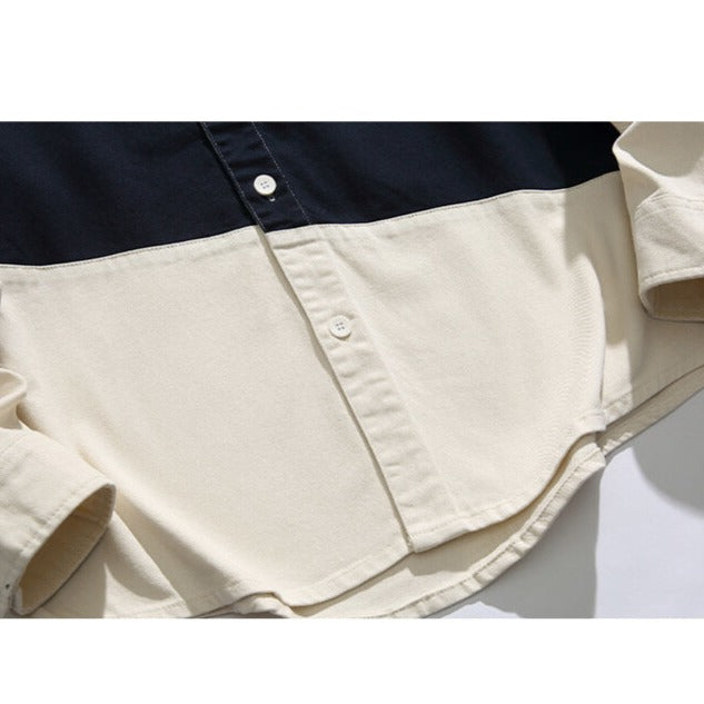 Retro-style pocket long-sleeved shirt