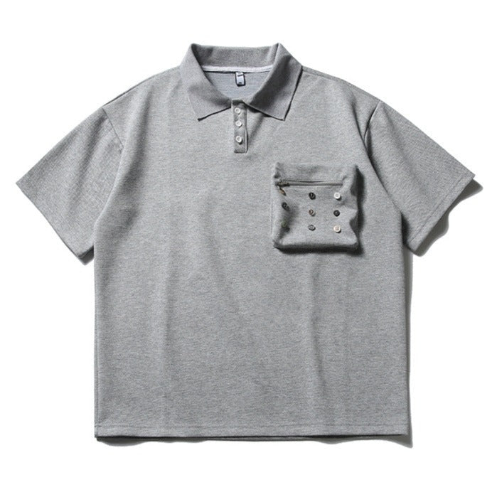 3D multi-button polo shirt with pockets