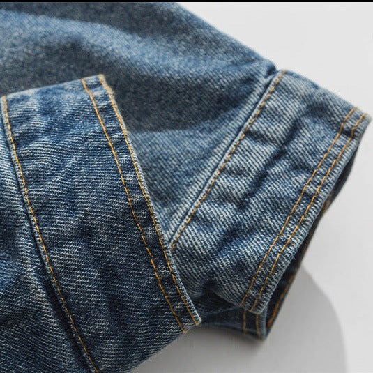 Corduroy switching multi-pocket denim jacket