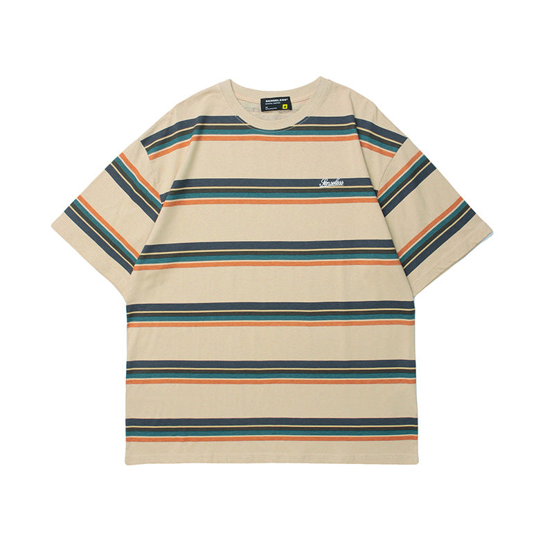 Classic striped embroidered T-shirt