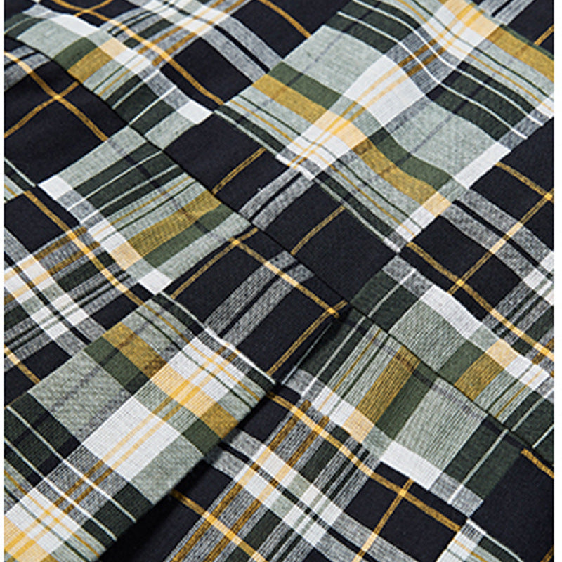 Check lapel printed shirt