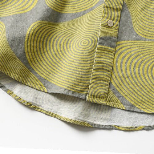 Fashion yellow printed short sleeve shirt