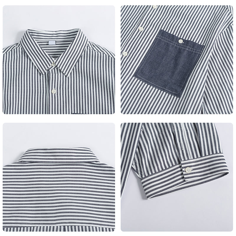 Luxurious striped short sleeve work shirt