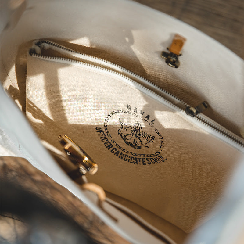 Leather strap Heavyweight cotton canvas bag-in-bag