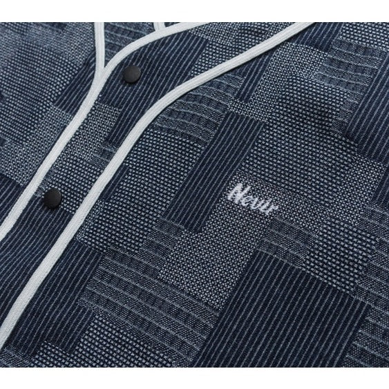 Jacquard Patchwork Denim Baseball Shirt