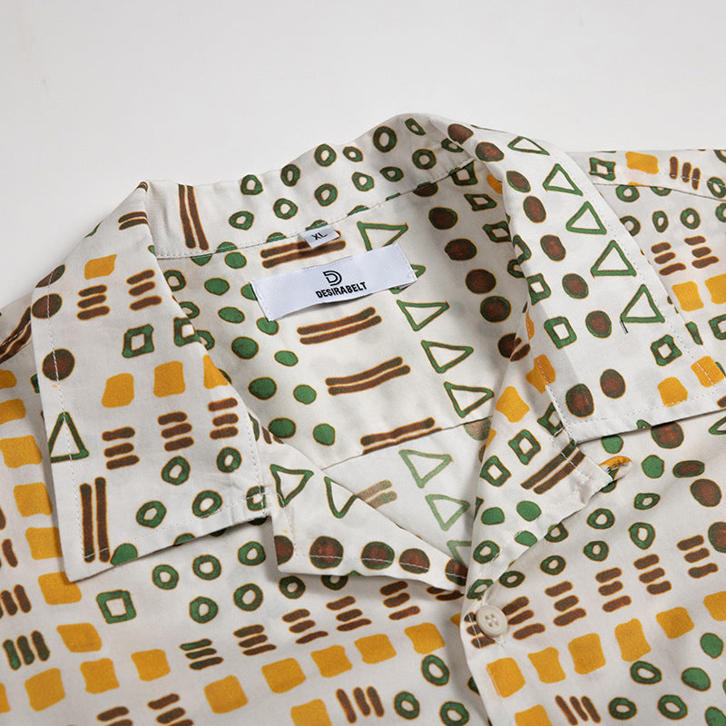 Geometric pattern loose silhouette aloha shirt