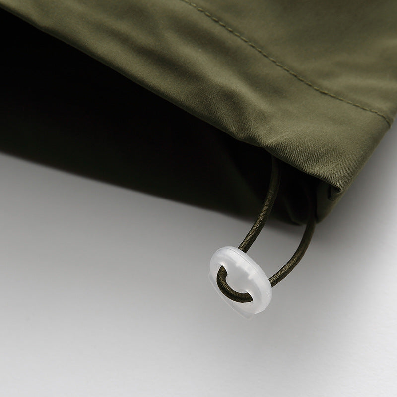 Panel collar waist drawstring T-shirt