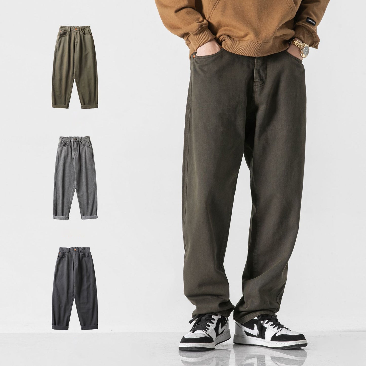 Choose from 7 colors Men's Straight Wabash Embroidery Casual Cargo Pants