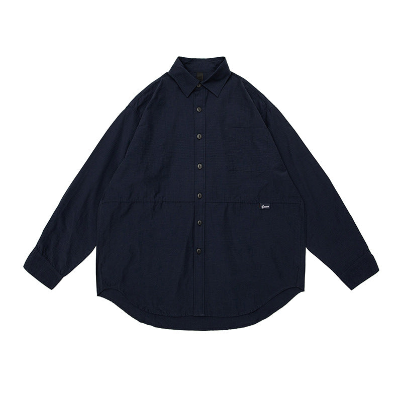 Classic irregular plain long sleeve shirt