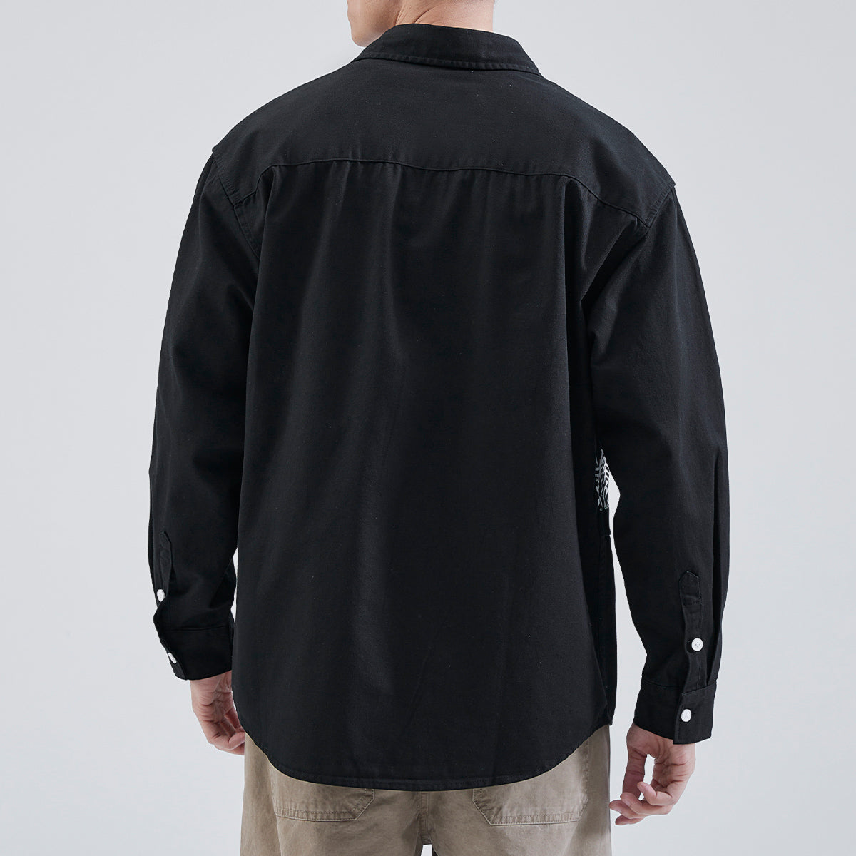 Retro cotton print long sleeve shirt