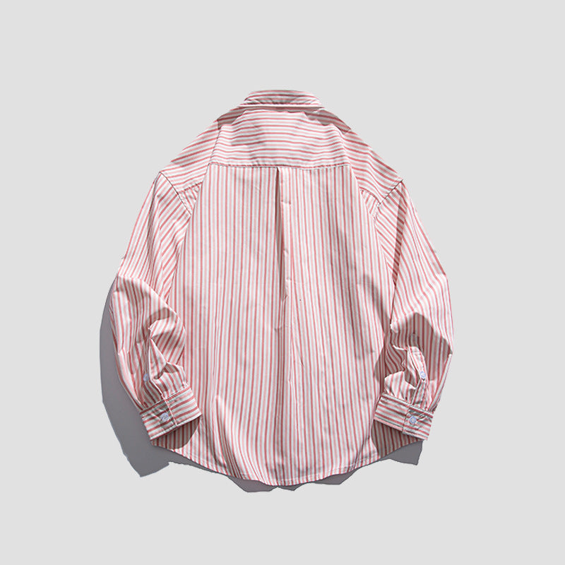 Retro striped long-sleeved shirt in three colors