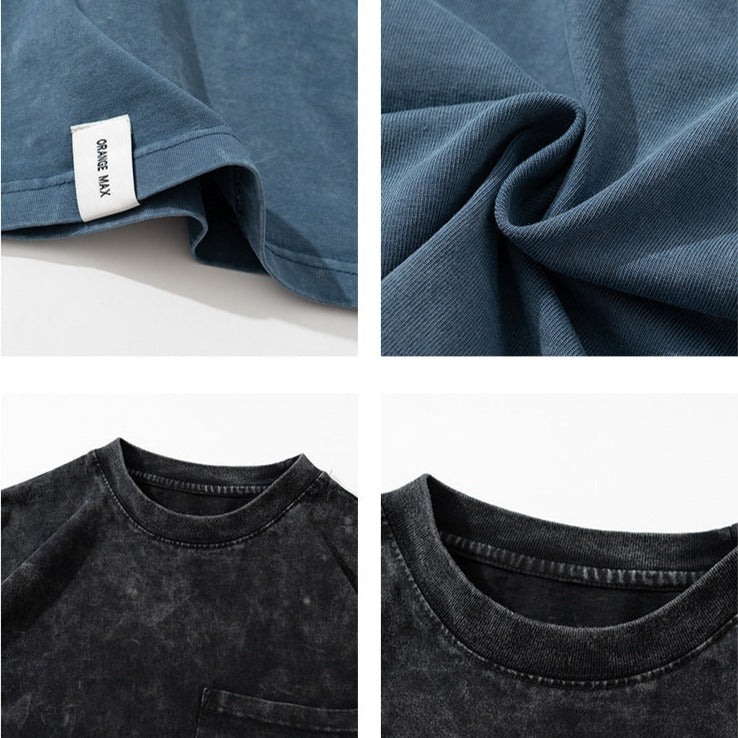 Drop shoulder short sleeve pocket T-shirt