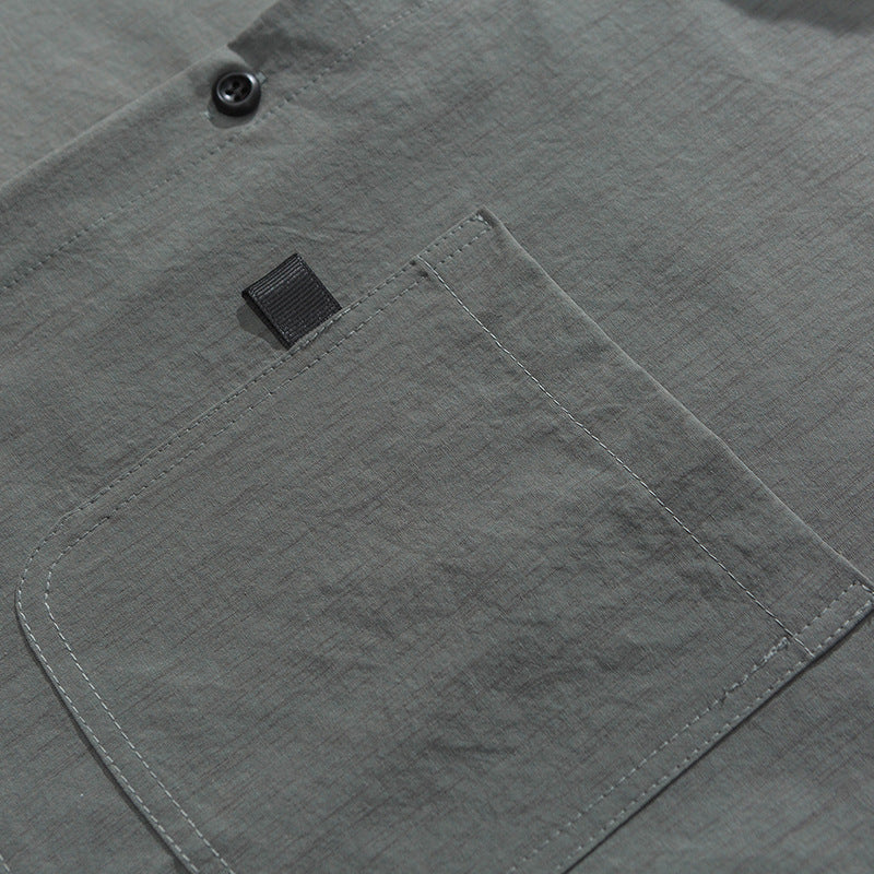 Functional pocket plain retro long sleeve shirt