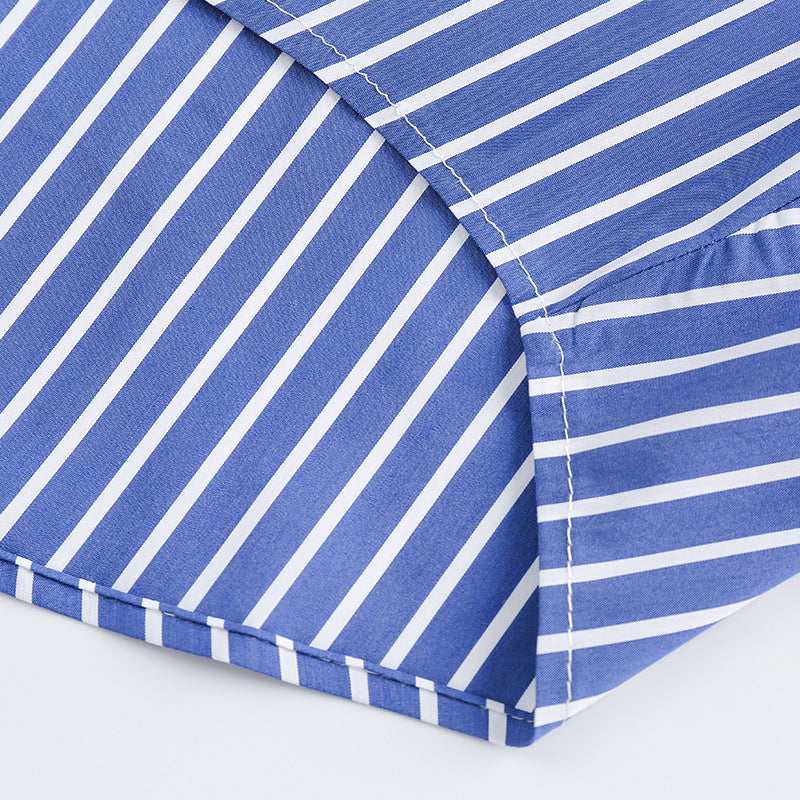 Striped long-sleeve shirt with button pockets