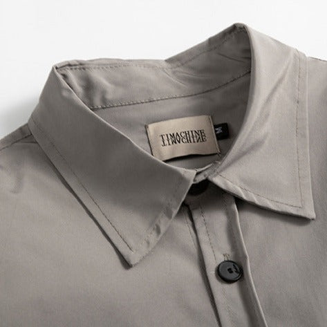 Plain long-sleeved shirt with mesh pocket