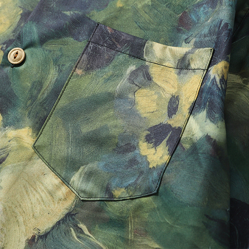 Green Print Short Sleeve Shirt