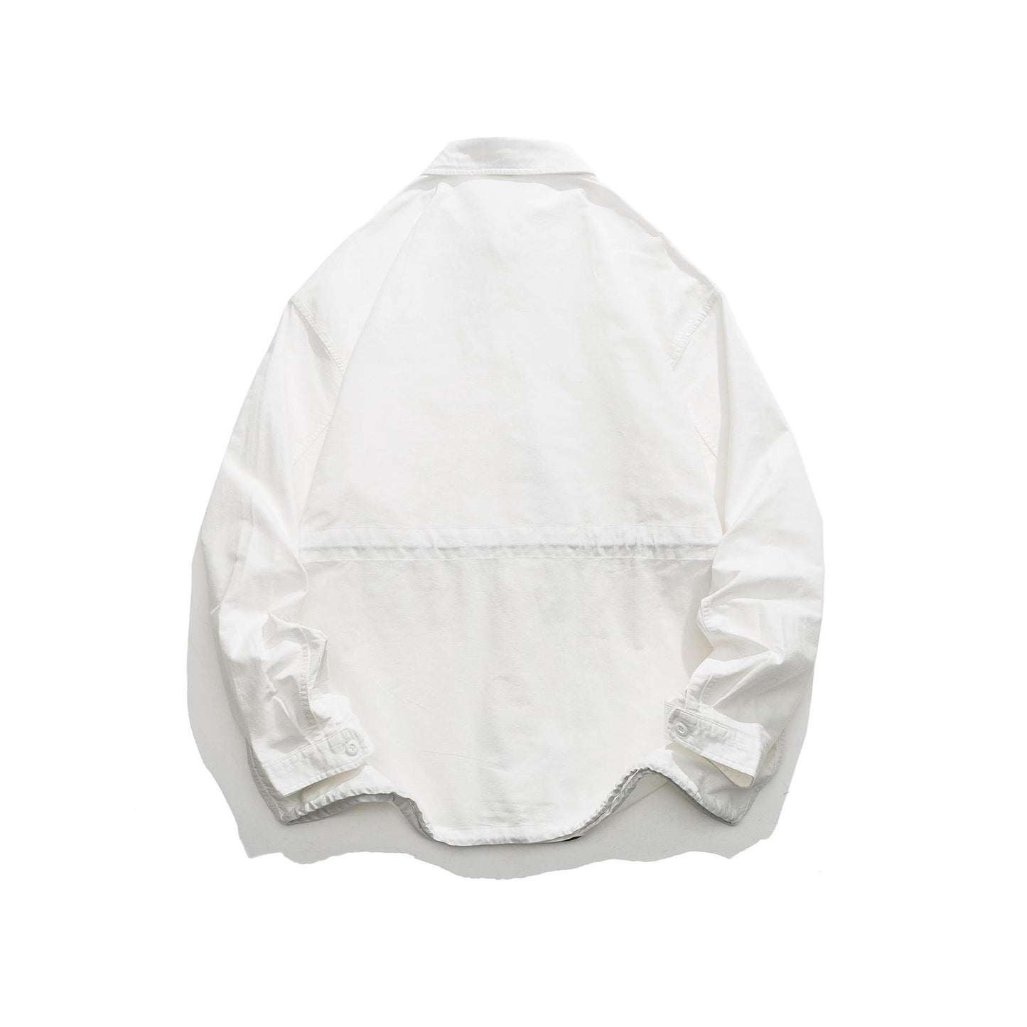 Drawstring lapel collar work shirt