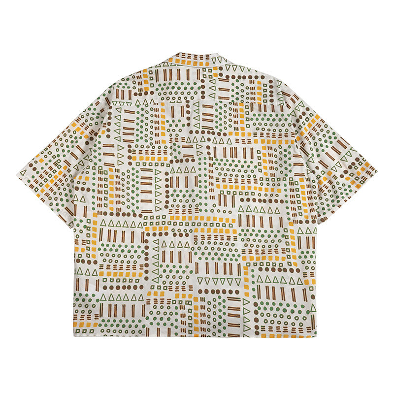 Geometric pattern loose silhouette aloha shirt