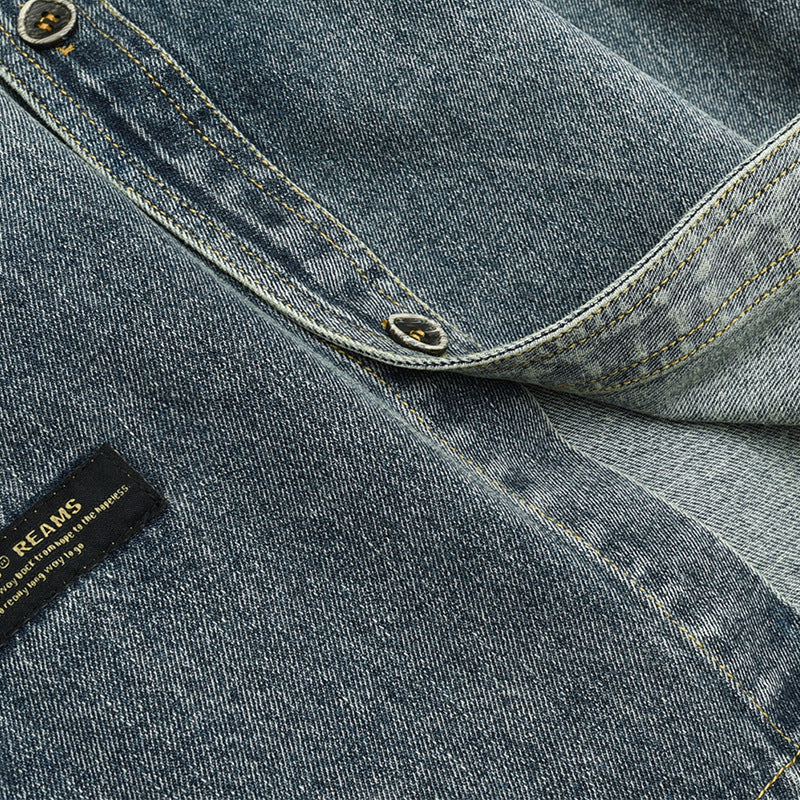 Used and washed denim work shirt