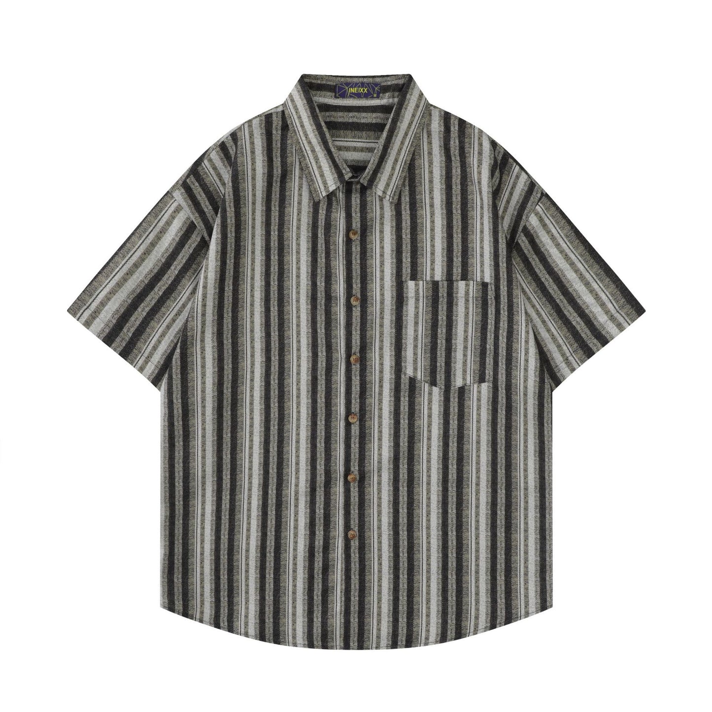 Striped cotton-linen Cuban shirt