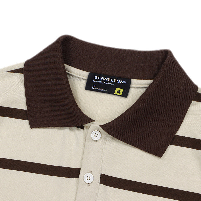 Classic horizontal striped polo shirt