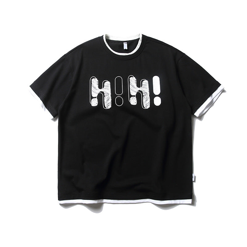 Contrast Fake Two-Piece T-Shirt
