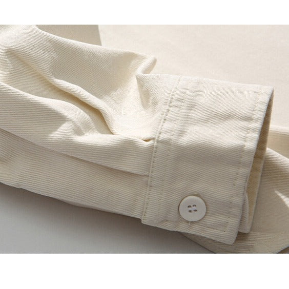 Retro-style pocket long-sleeved shirt