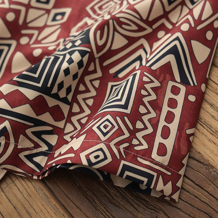 Ethnic-style all-over print Cuban shirt