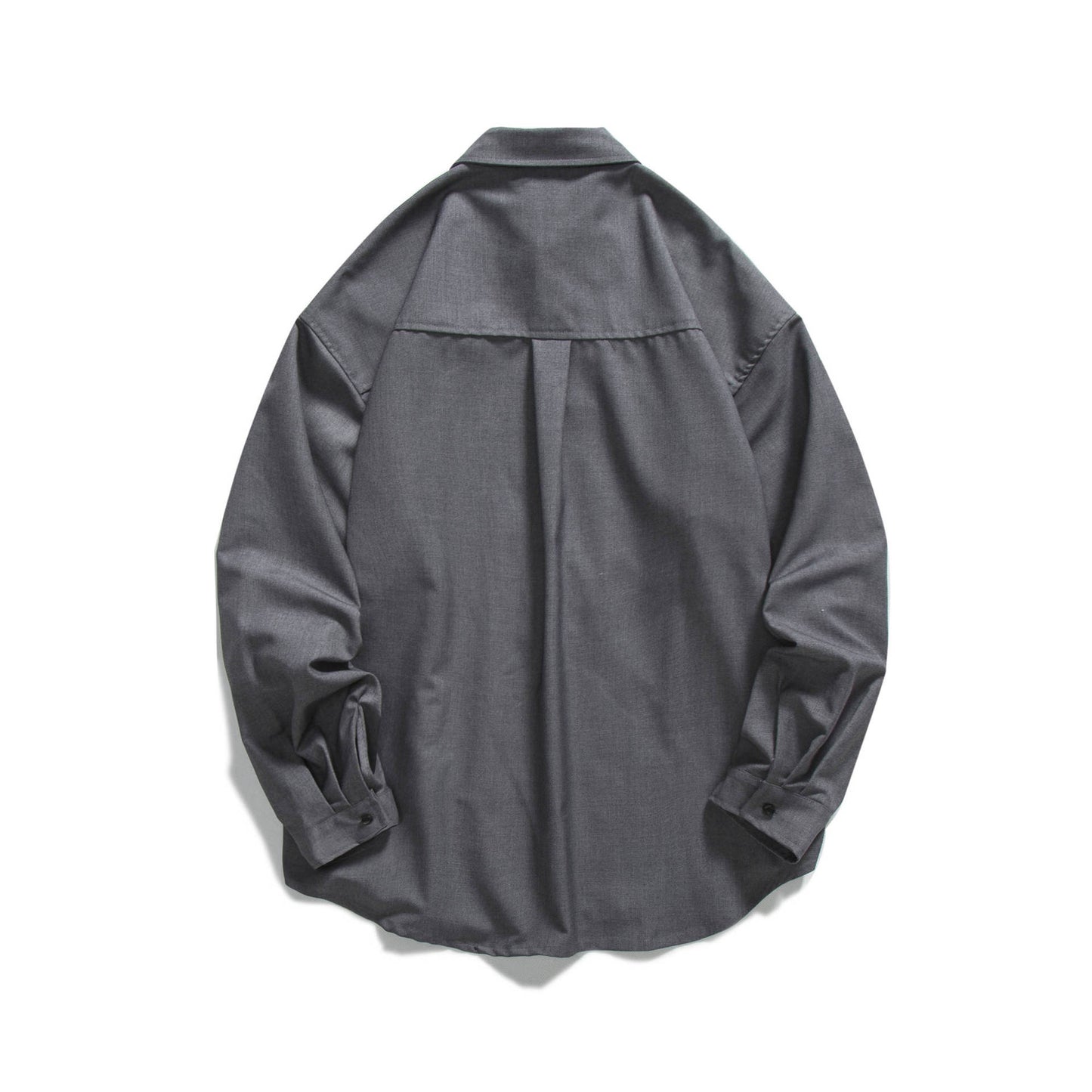 Retro embroidered plain gray long-sleeved shirt