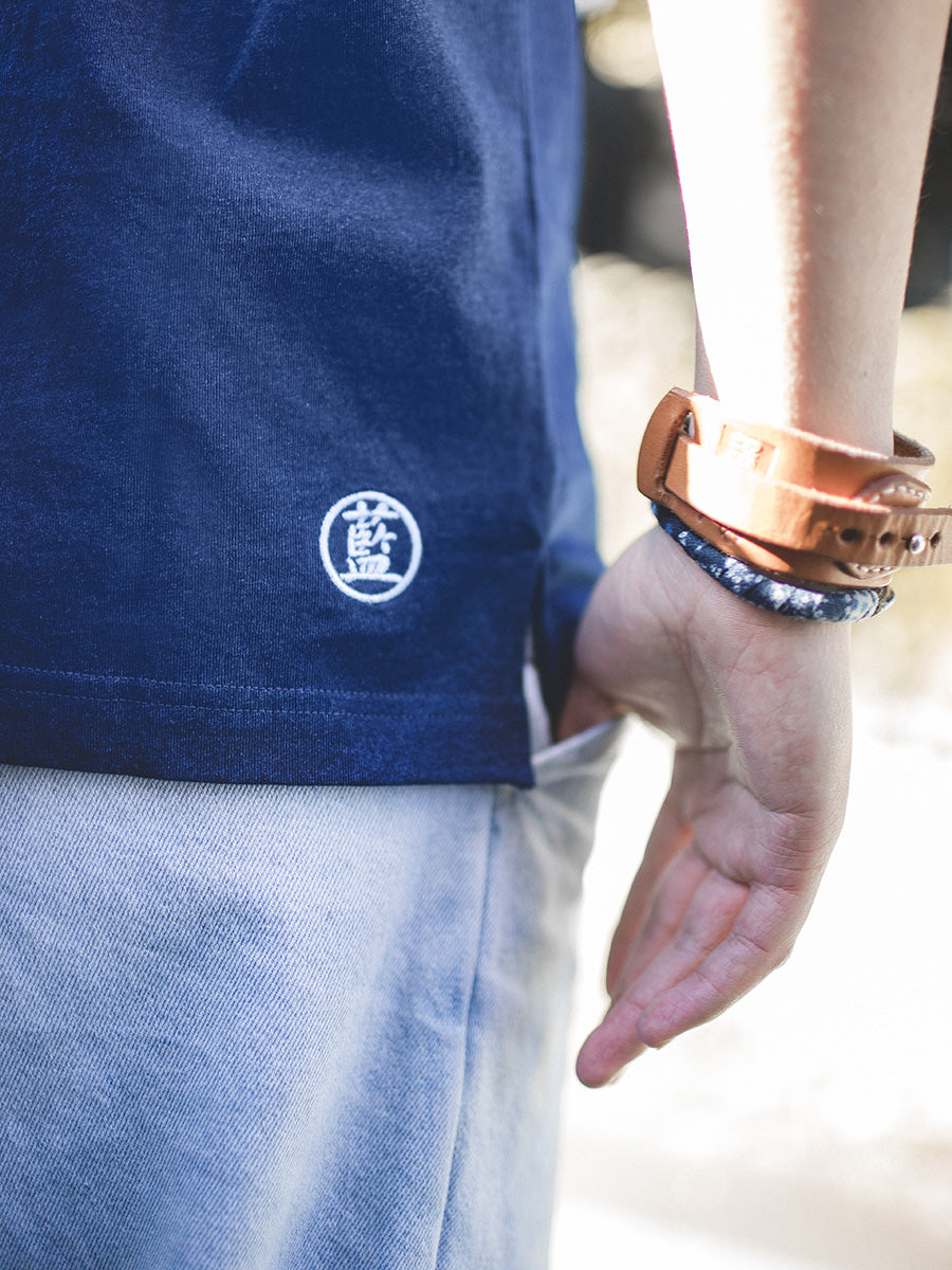 indigo polo shirt