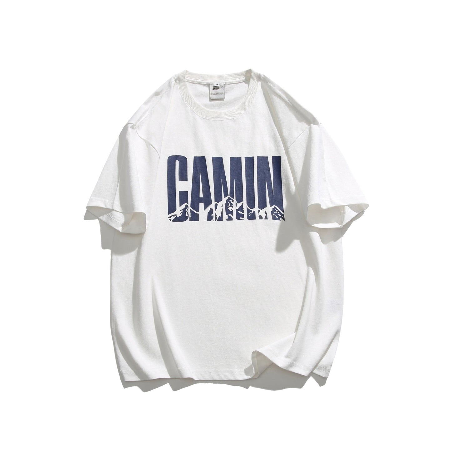 Summer cotton 240g round neck alphabet short sleeve T-shirt