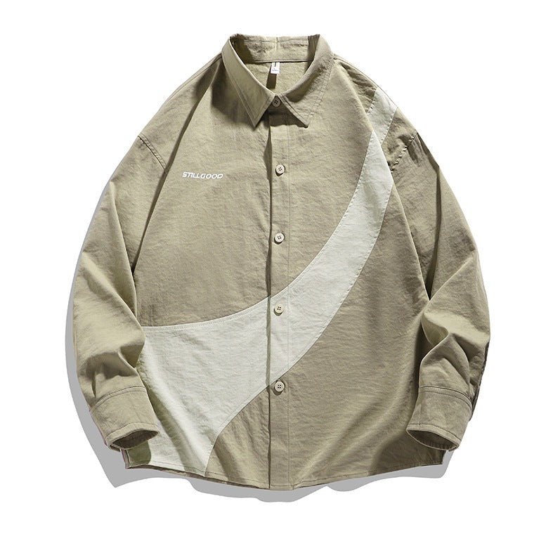 Retro switching fashion long sleeve shirt