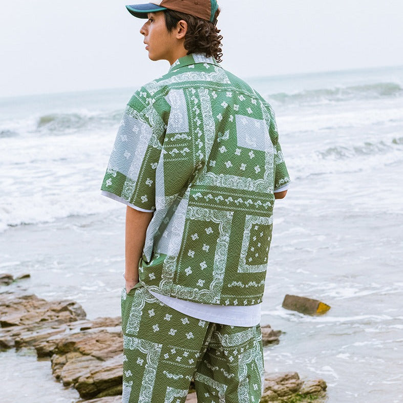 Paisley Seersucker Cuban Shirt