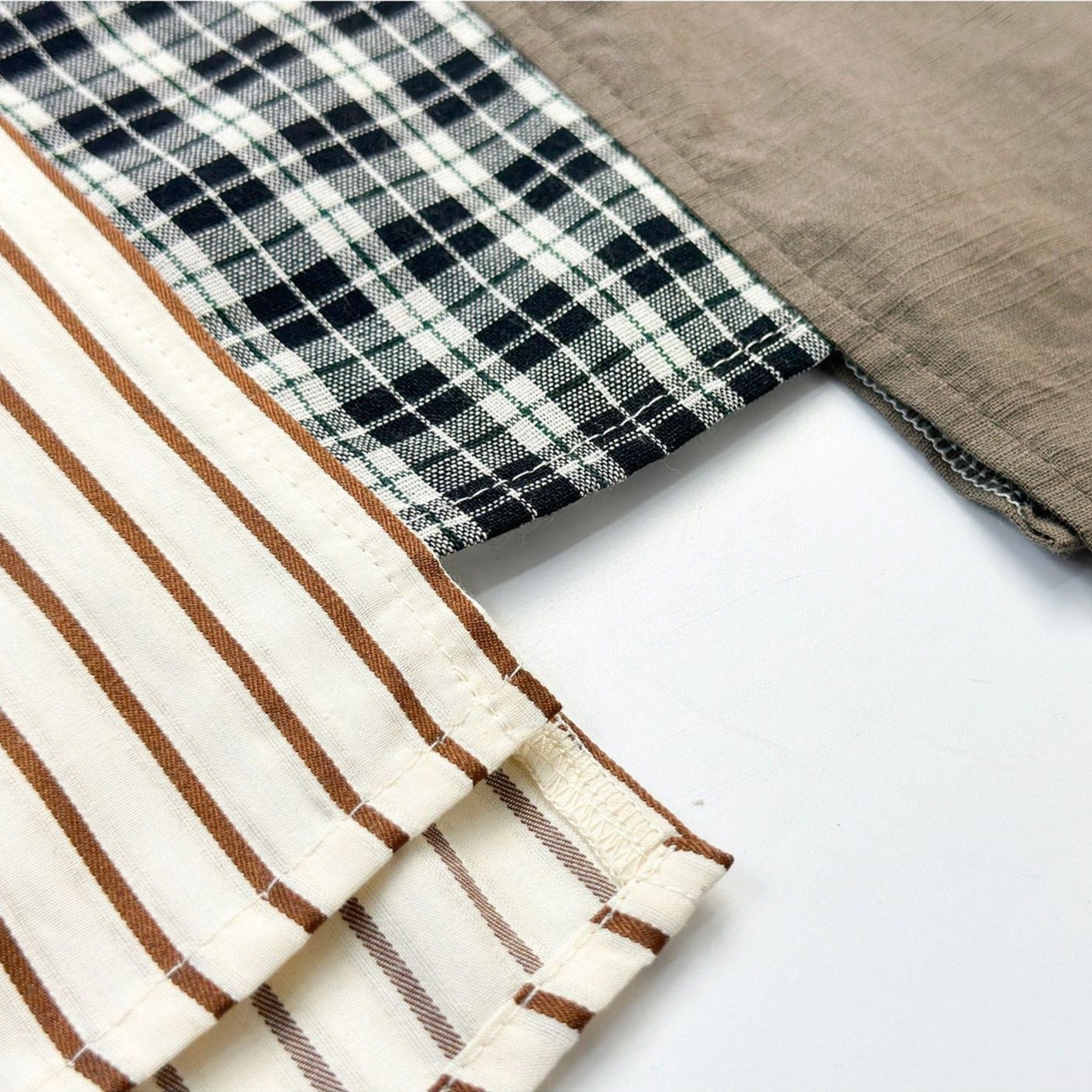 Ethnic check pattern striped short sleeve shirt