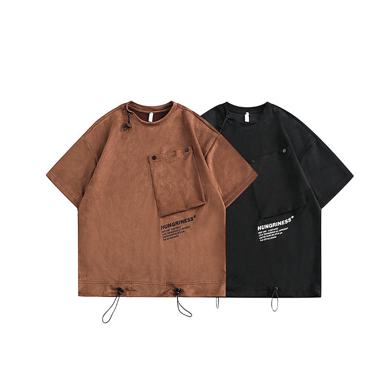 スエードポケット付き無地Tシャツ