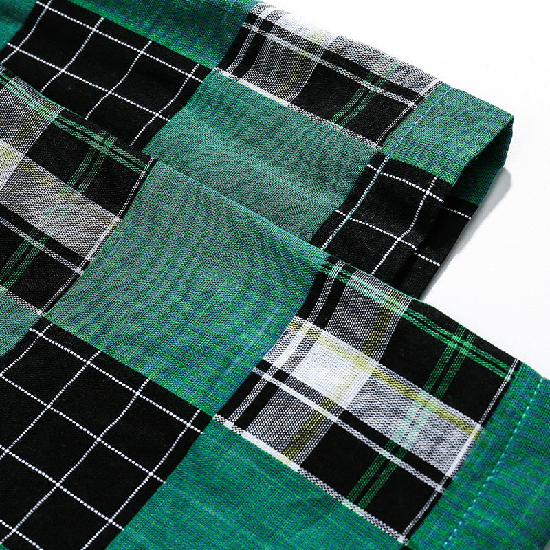 Green Plaid Letter Print Shirt