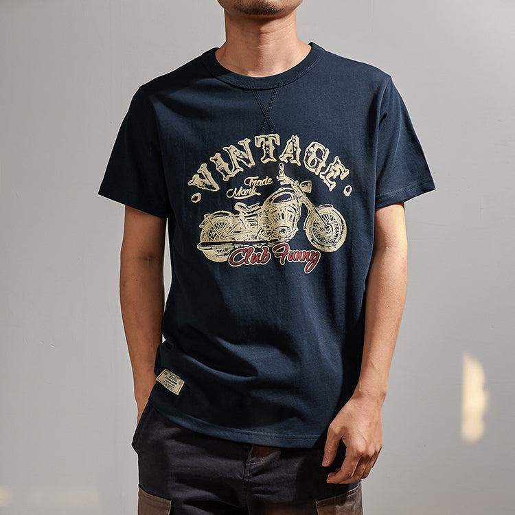 Classic American casual vintage biker print T-shirt