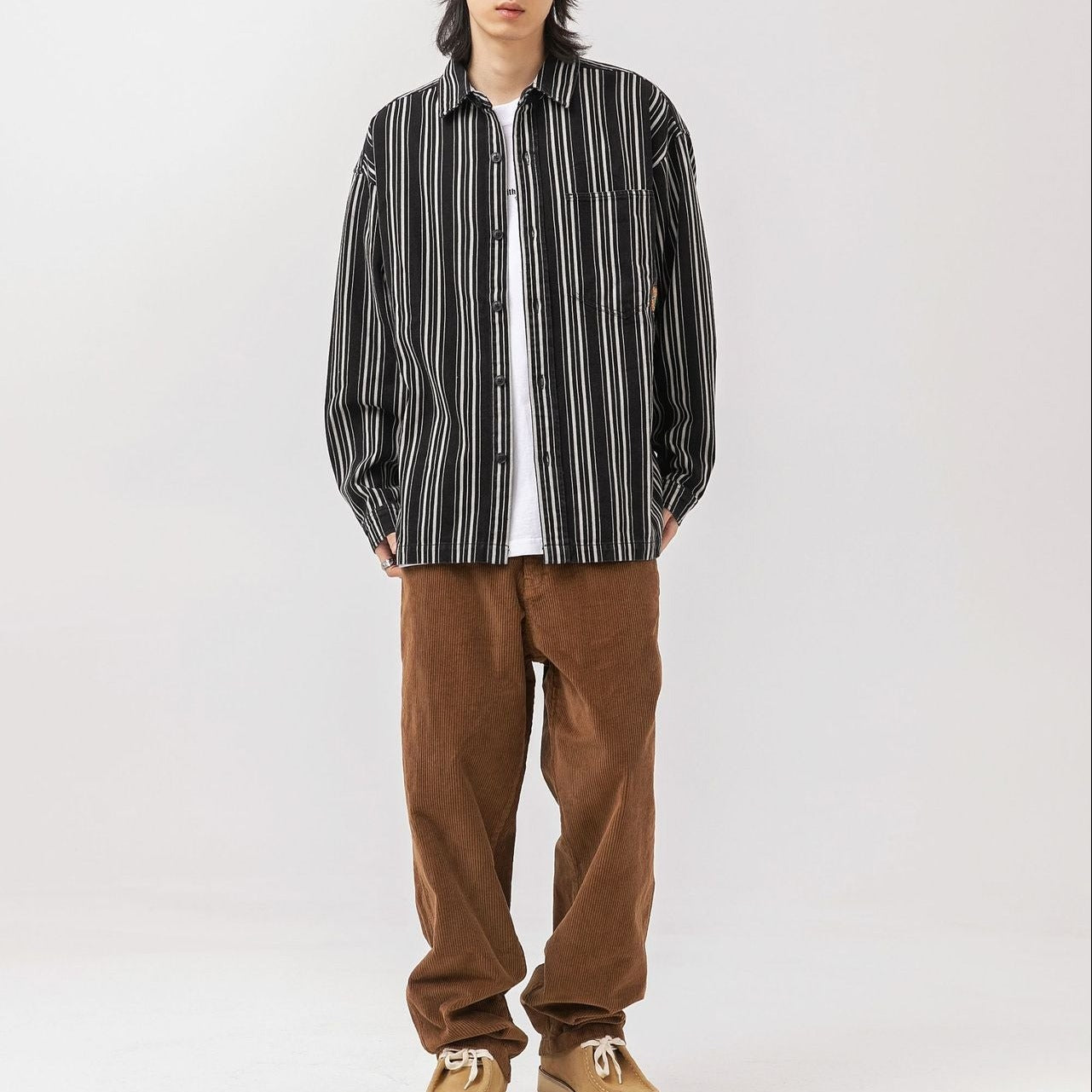 Classic striped long-sleeved shirt