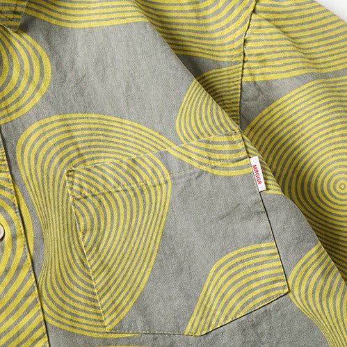 Fashion yellow printed short sleeve shirt