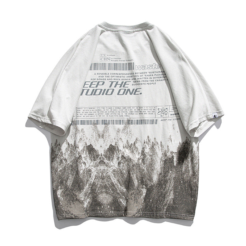 Gradient Print Casual Oversized Cotton T-Shirt