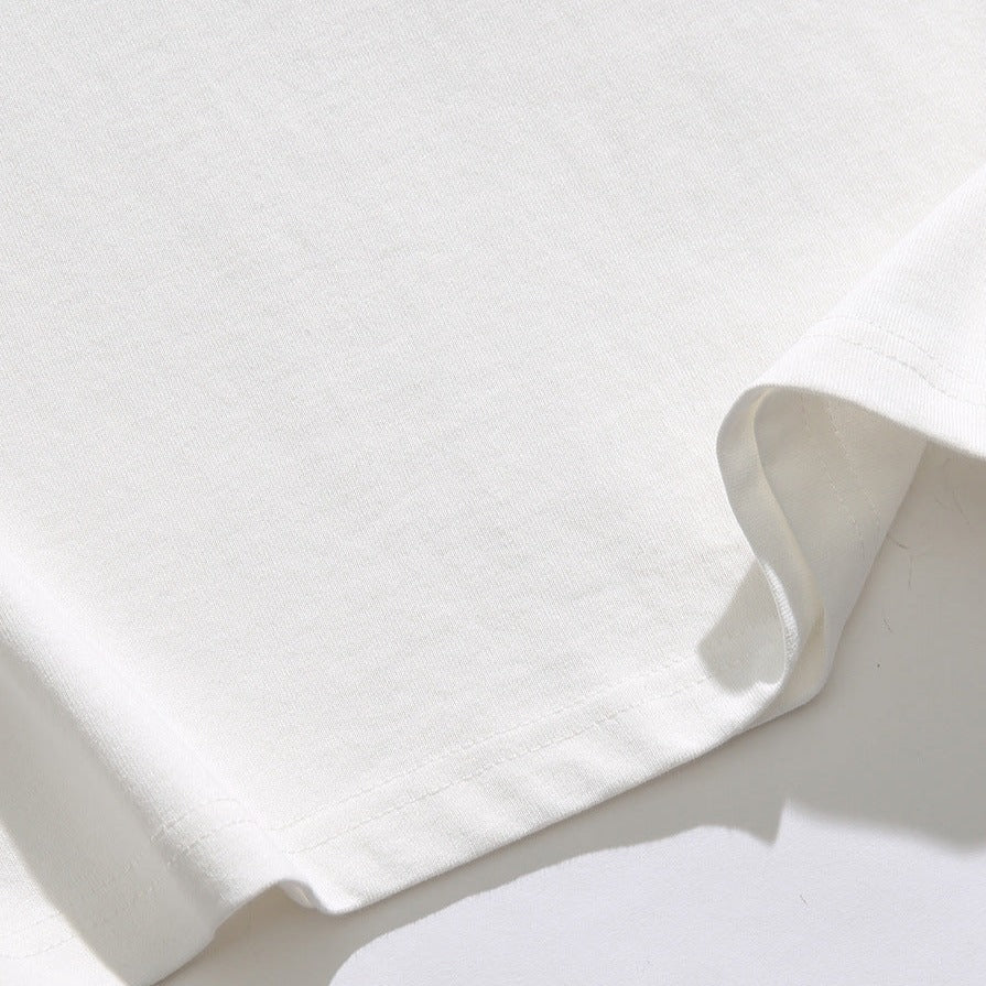 Summer cotton 240g round neck alphabet short sleeve T-shirt